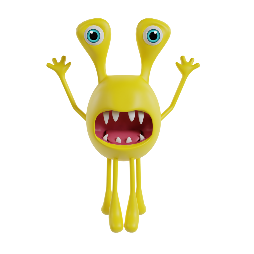 söt chibi monster 3d framställa ClipArt png