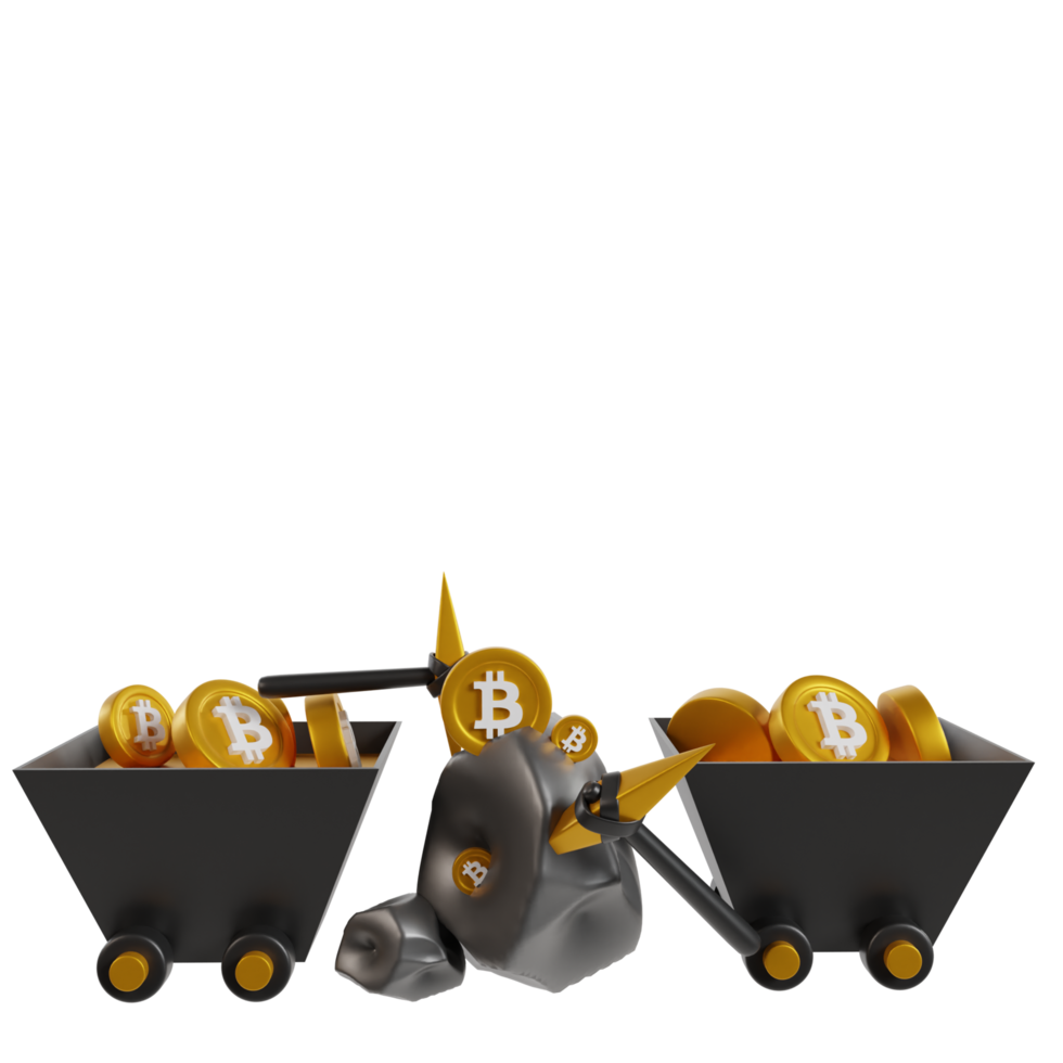 bitcoin mineração 3d render ícone clipart png