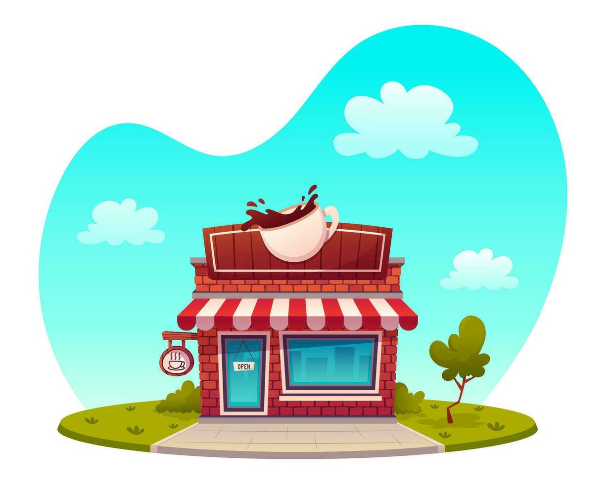 Cafe building illustration vector