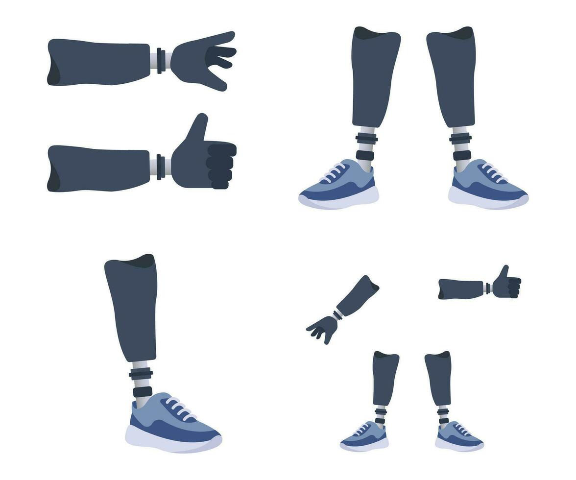 Set of illustrations of prosthetic limbs vector