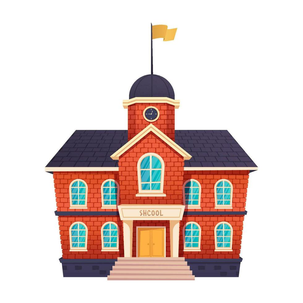 School building vector illustration on white background