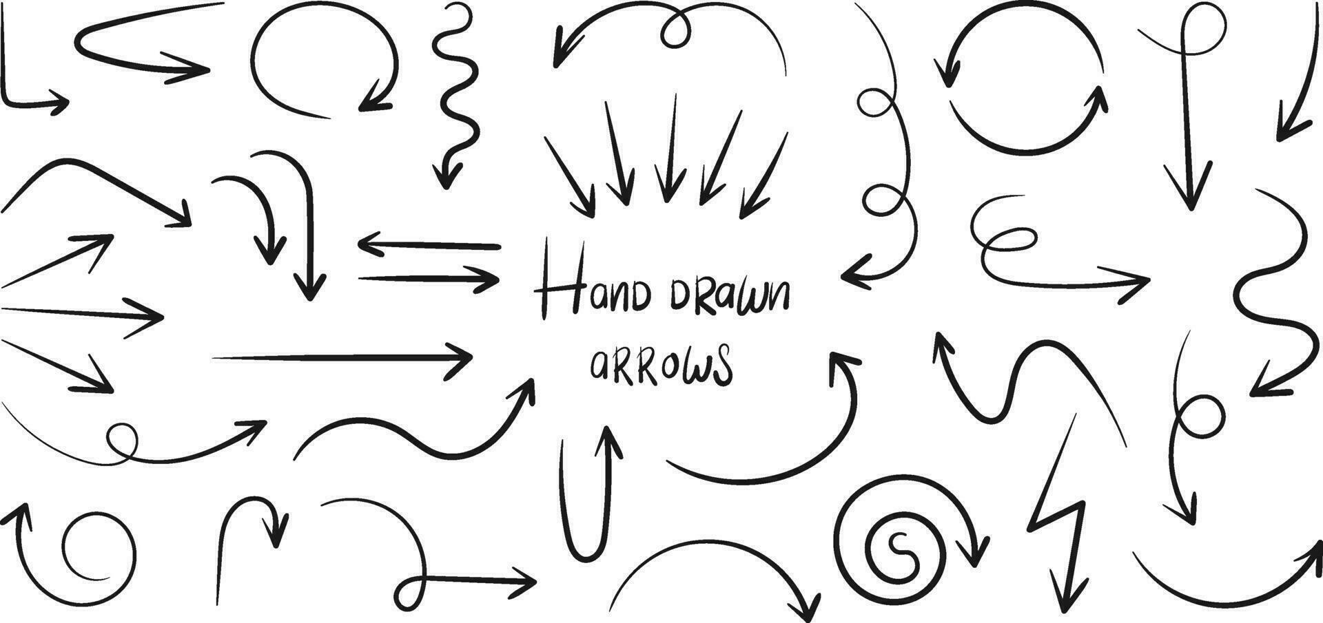 Set of hand drawn arrows vector