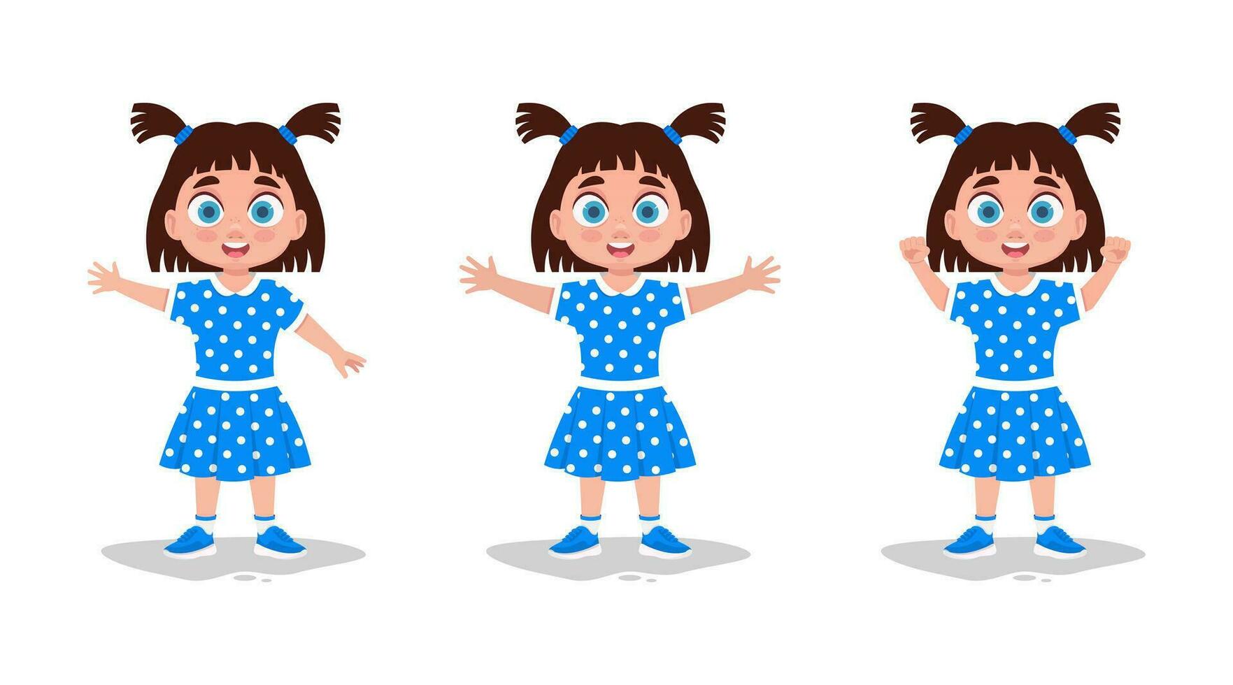 Set of cute girl emotions vector