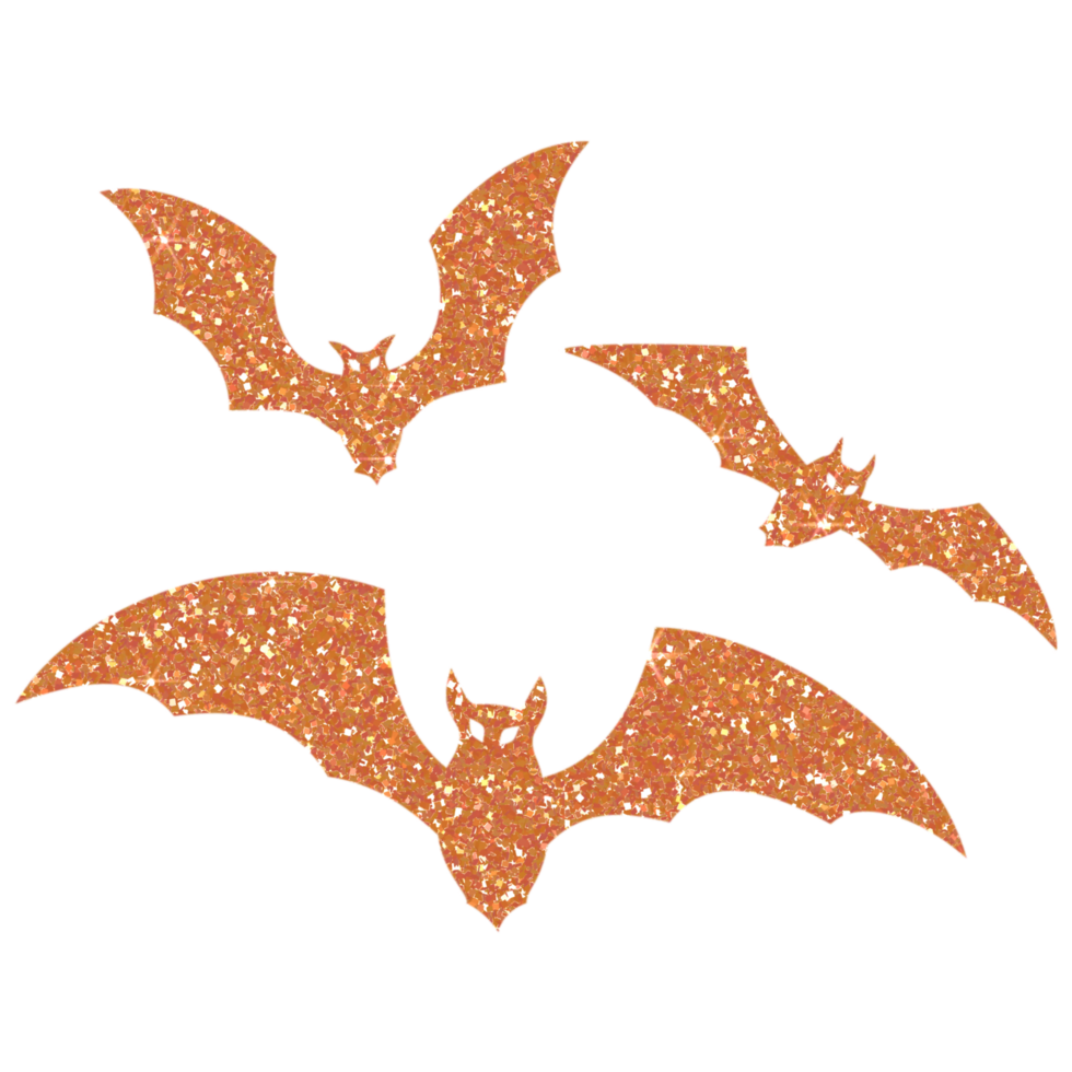 naranja Brillantina murciélago Víspera de Todos los Santos en transparente antecedentes. murciélago icono. diseño para decoración, fondo, fondo de pantalla, ilustración. png