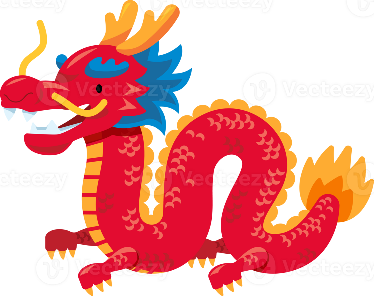 rouge chinois dragon plat png