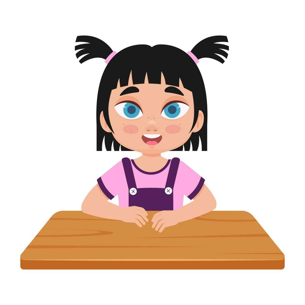 Girl sitting at a desk vector