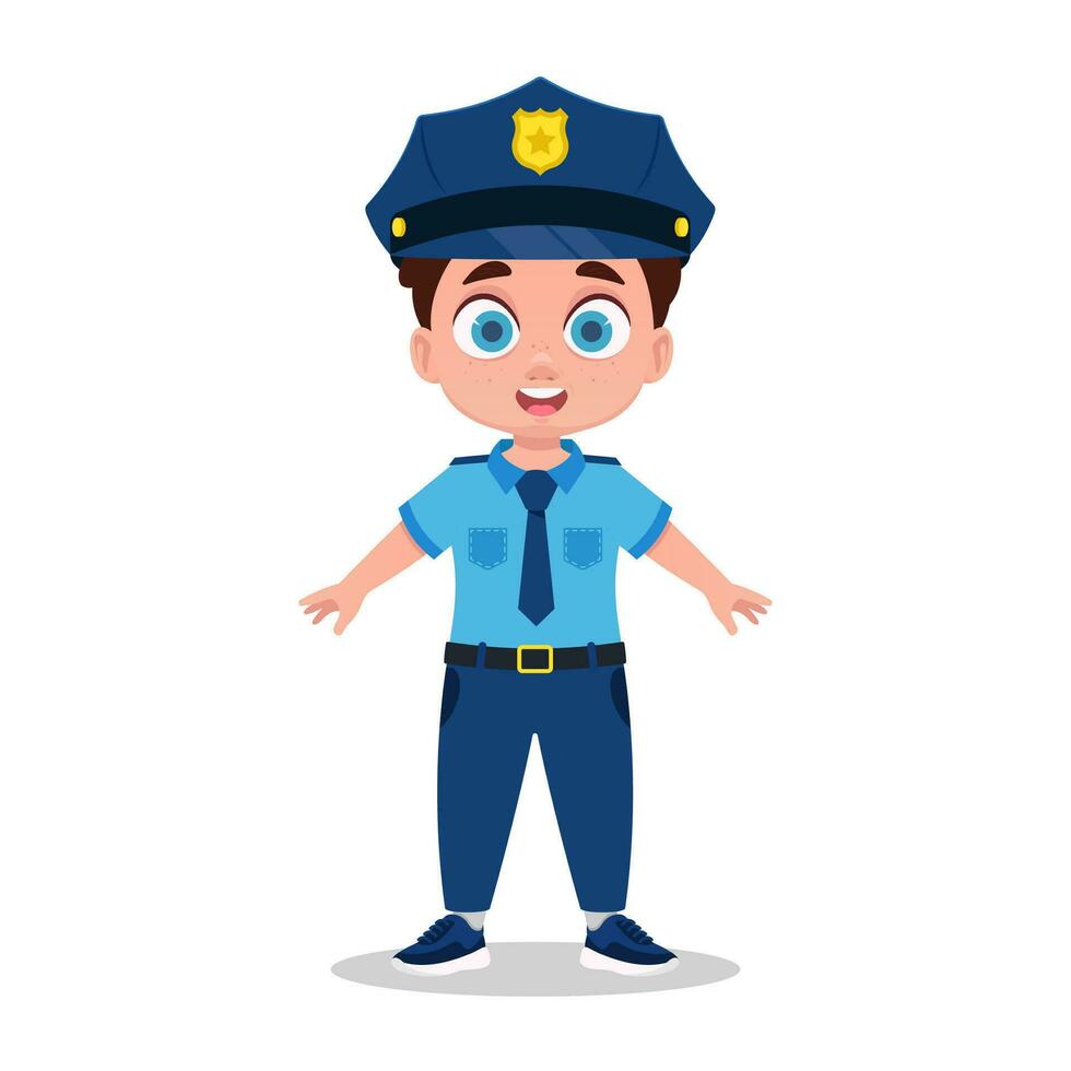 chico en policía uniforme vector