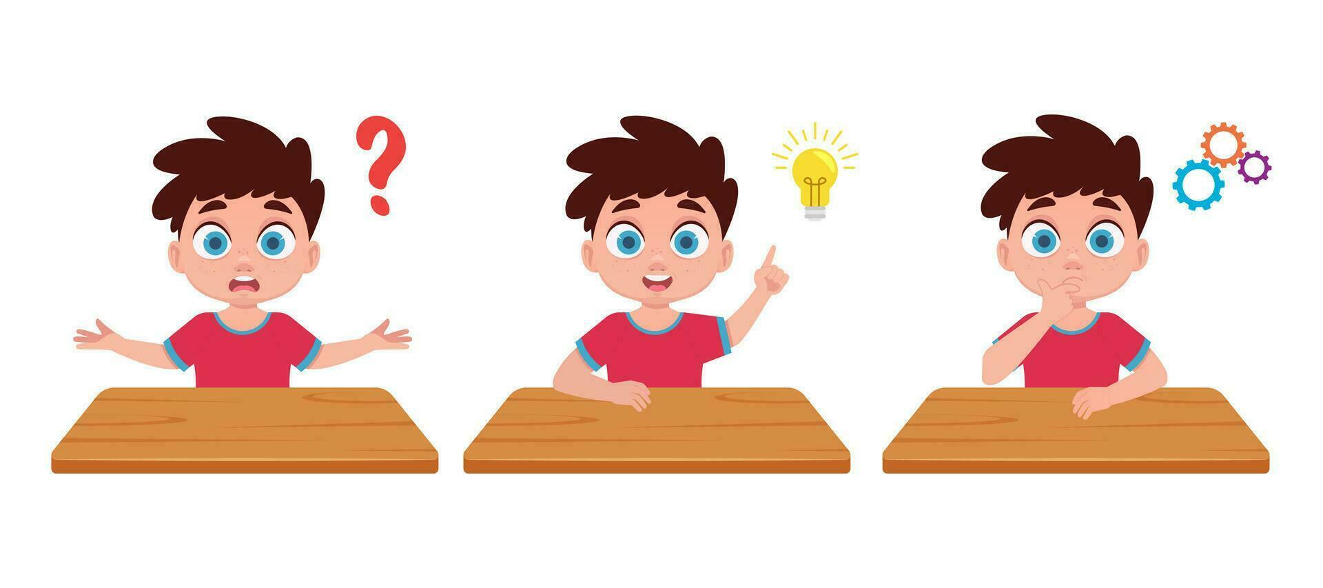 Curious boy illustration set vector