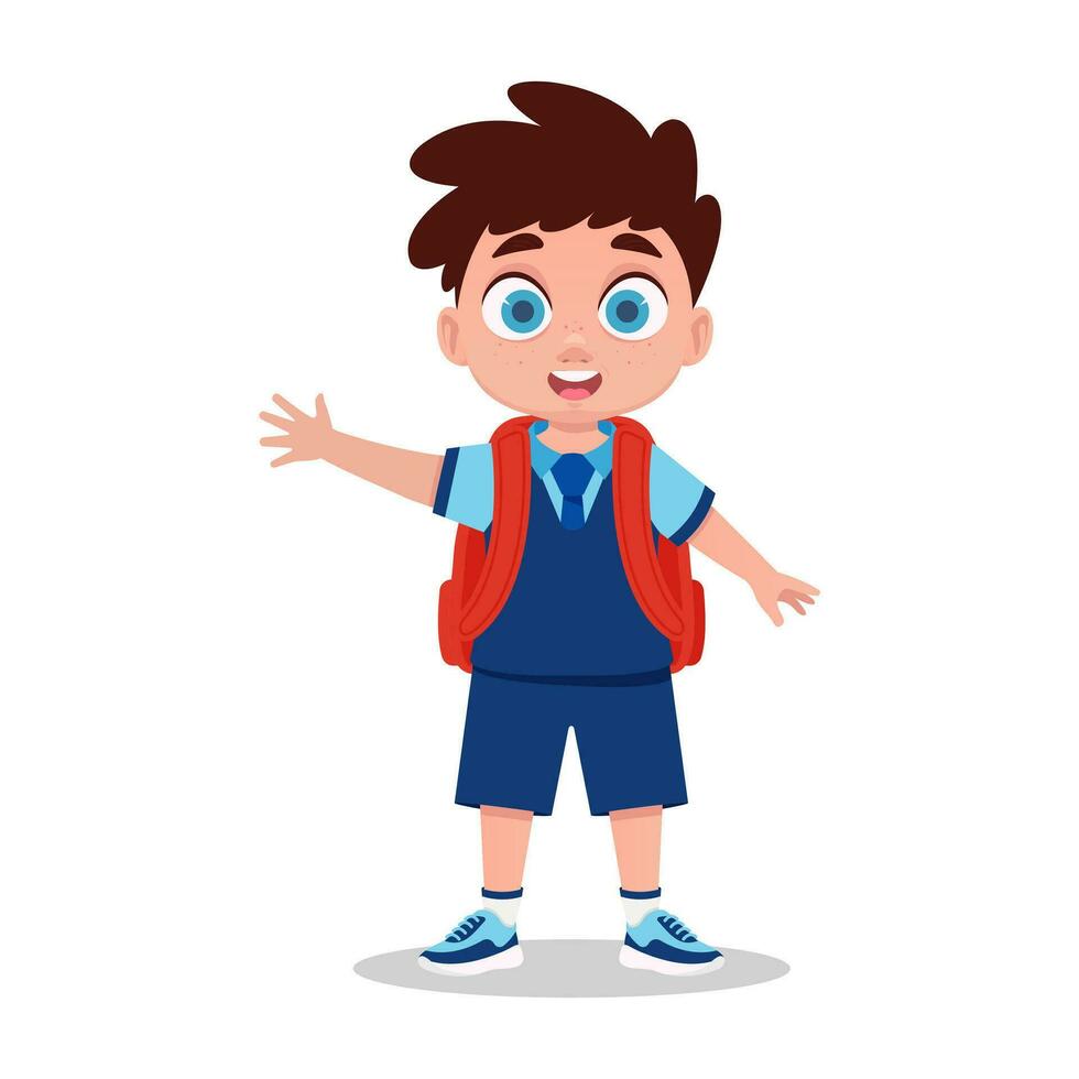 Happy child schoolboy in school uniform vector