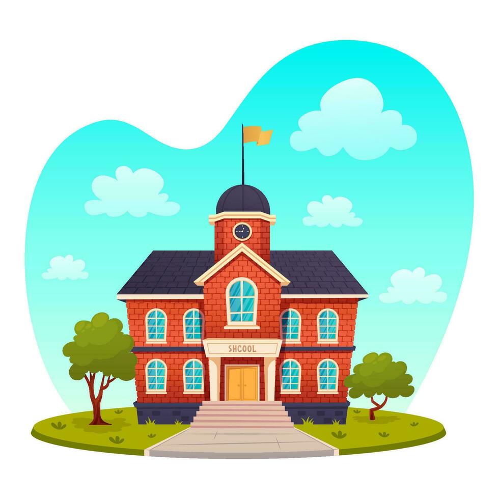School building vector illustration