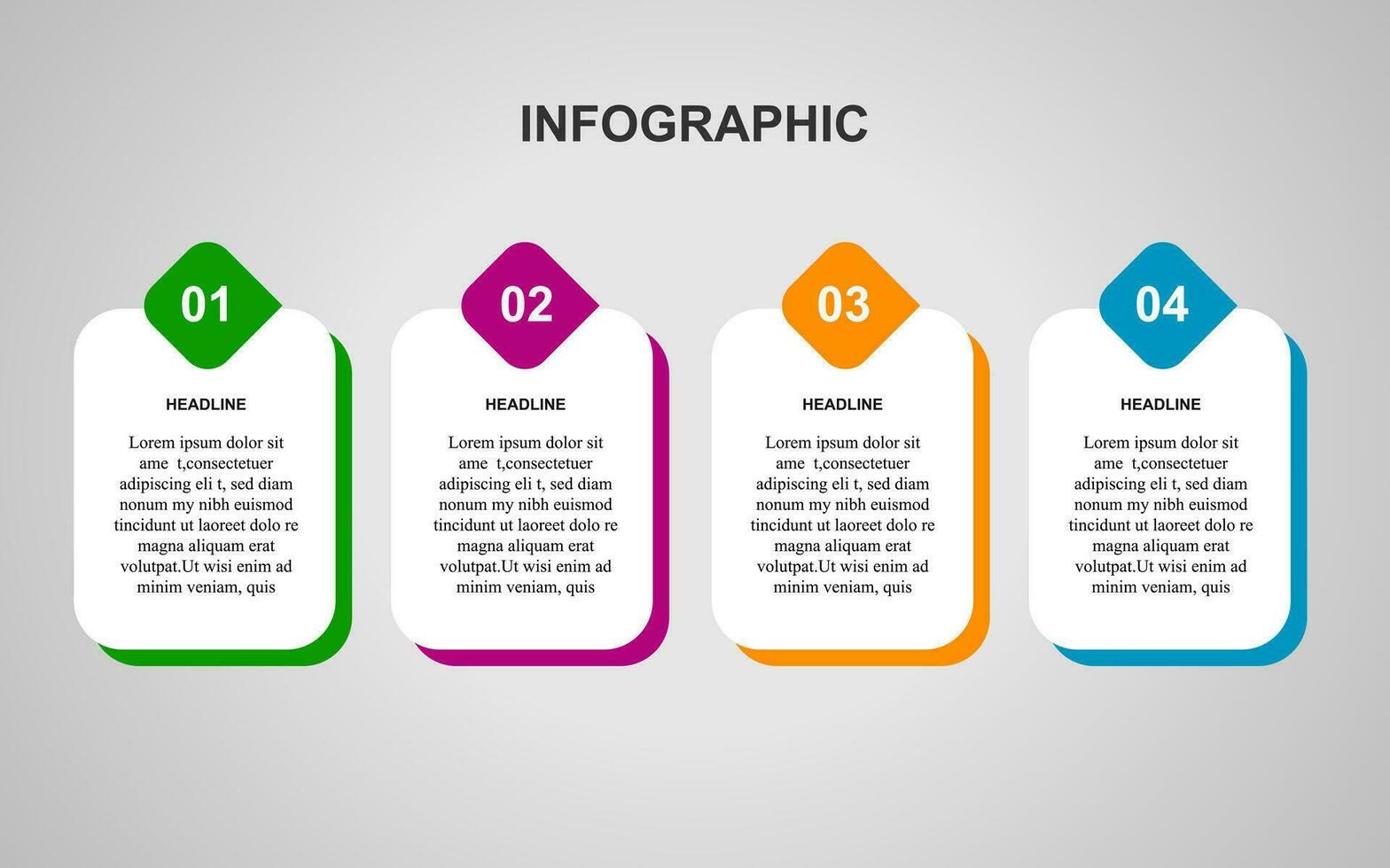 infografía modelo diseño con 4 4 pasos. infografía diseño para presentaciones, pancartas, infografías y carteles vector