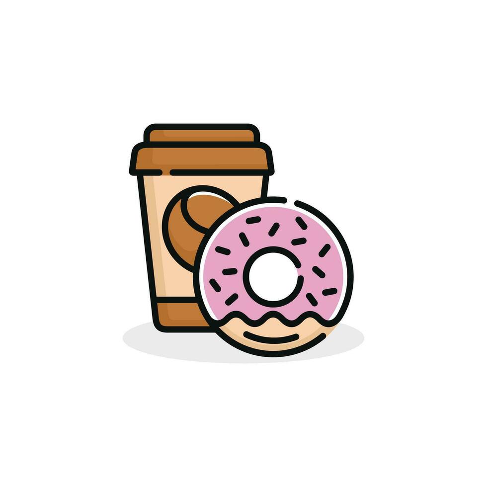 Donut and drink vector illustration. Fast food icon isolated on white background