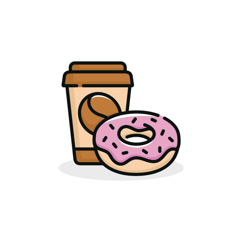 rosquilla y bebida vector ilustración. rápido comida icono aislado en blanco antecedentes