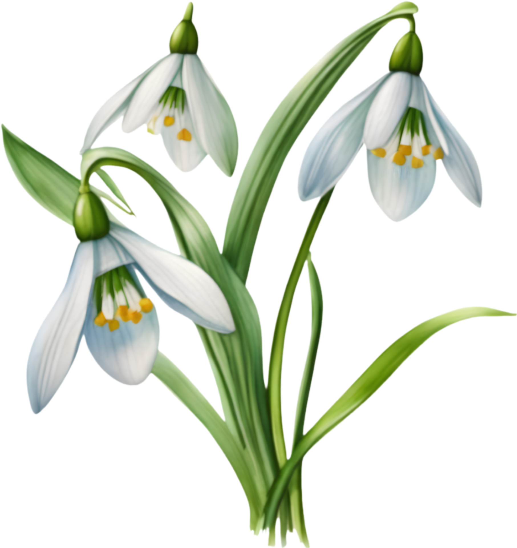 A bouquet of Snowdrop flowers. AIGenerated. 31614657 PNG