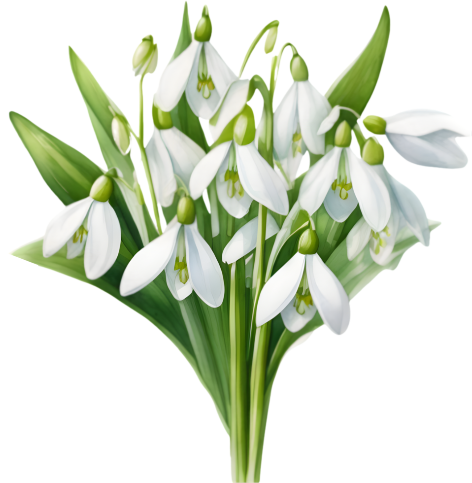 A bouquet of Snowdrop flowers. AI-Generated. png