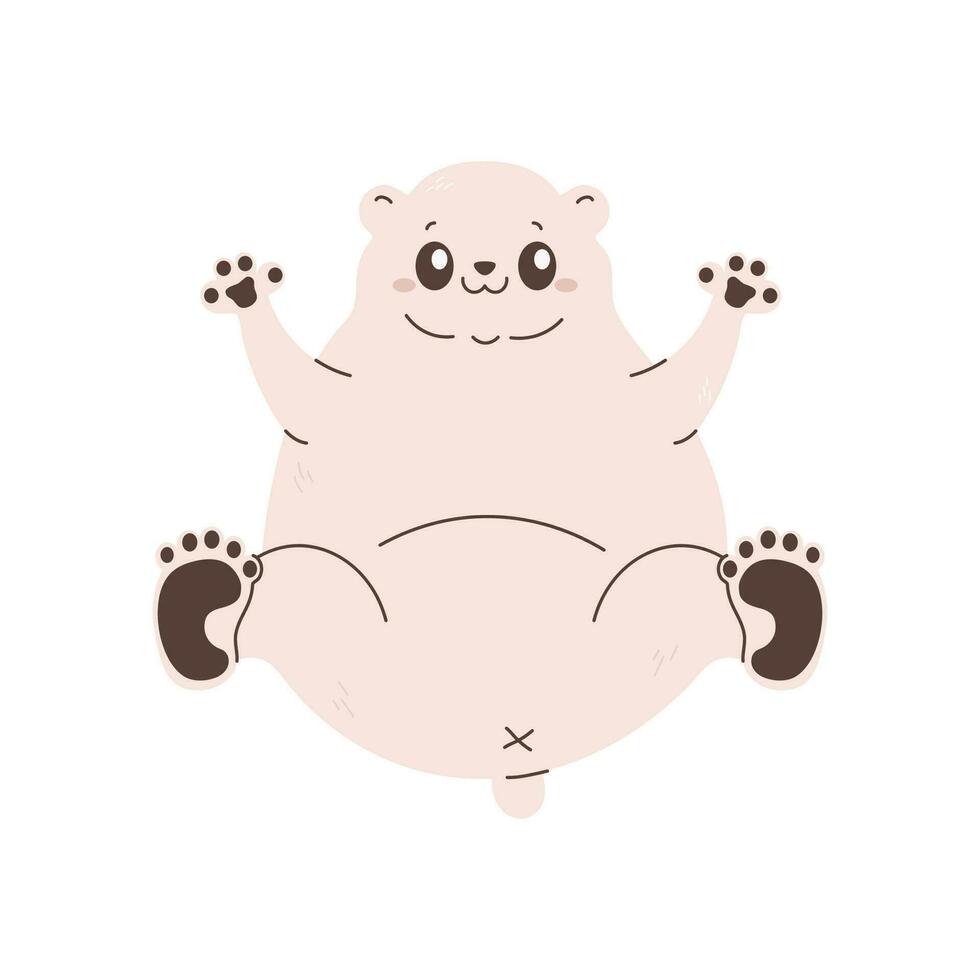 A cute polar polar polar bear lying on his back, character. vector