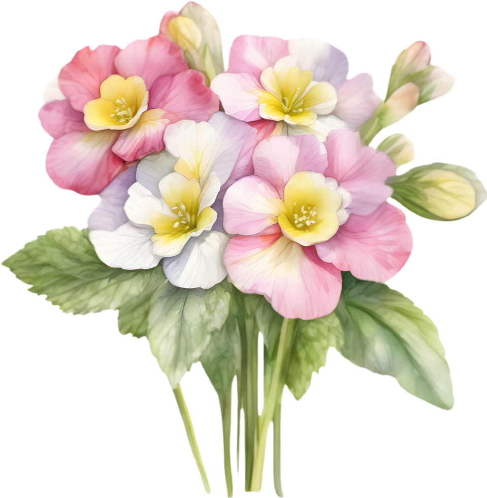 A bouquet of Primrose flowers. AI-Generated. png