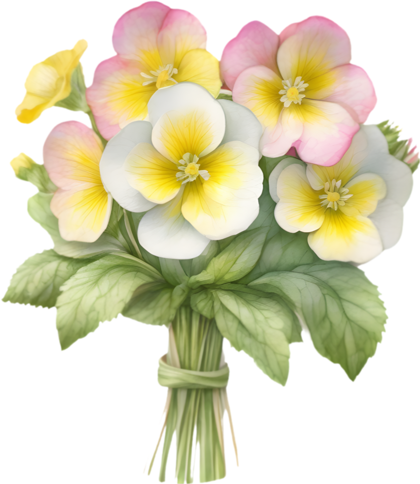 A bouquet of Primrose flowers. AI-Generated. png