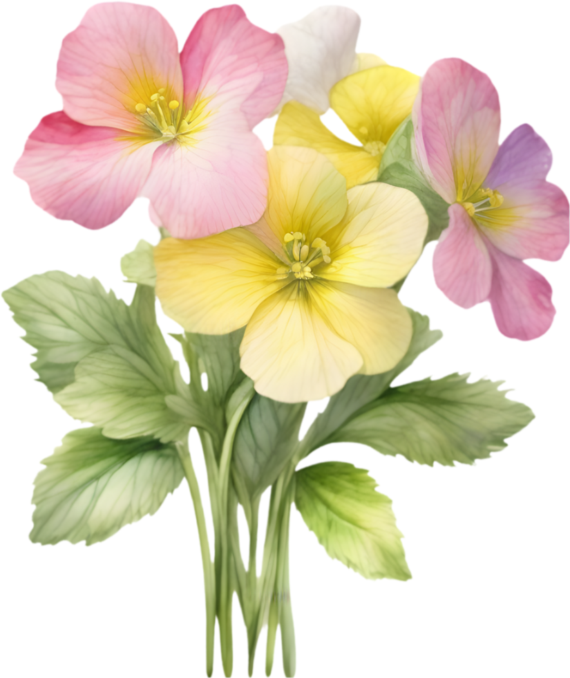 A bouquet of Primrose flowers. AI-Generated. png