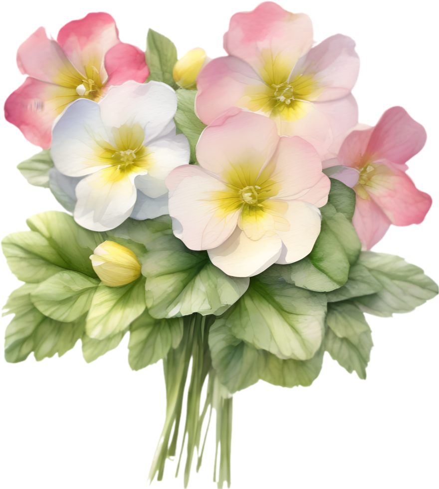 A bouquet of Primrose flowers. AI-Generated. png