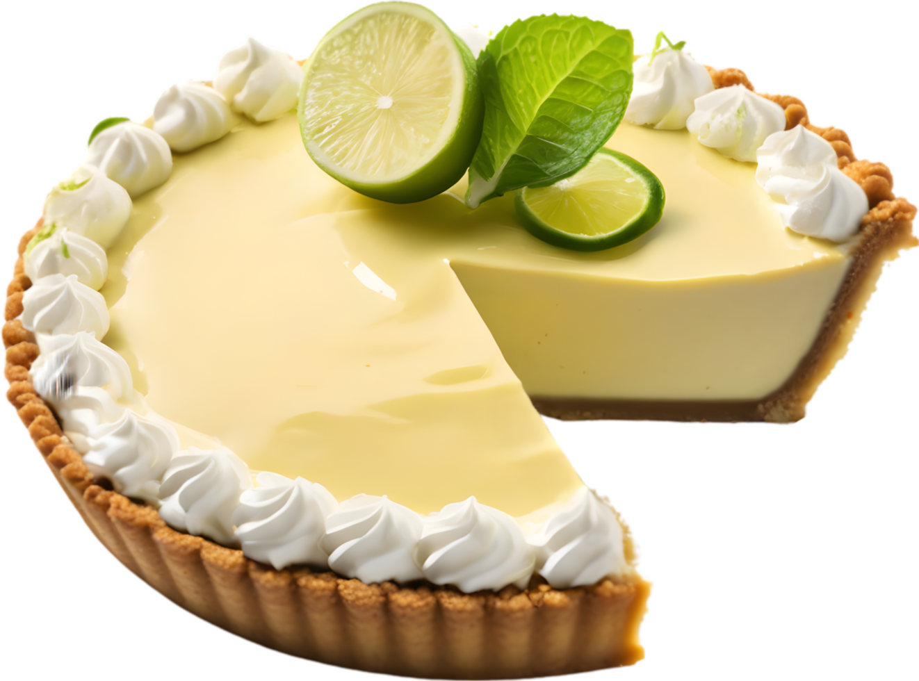 Image of Delicious-looking Key lime pie. AI-Generated. png
