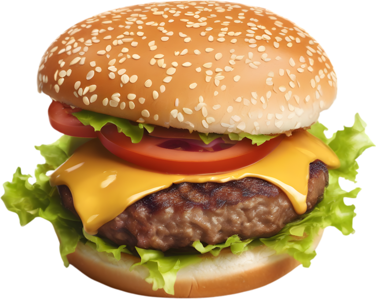 Image of Delicious-looking Burger. AI-Generated. png