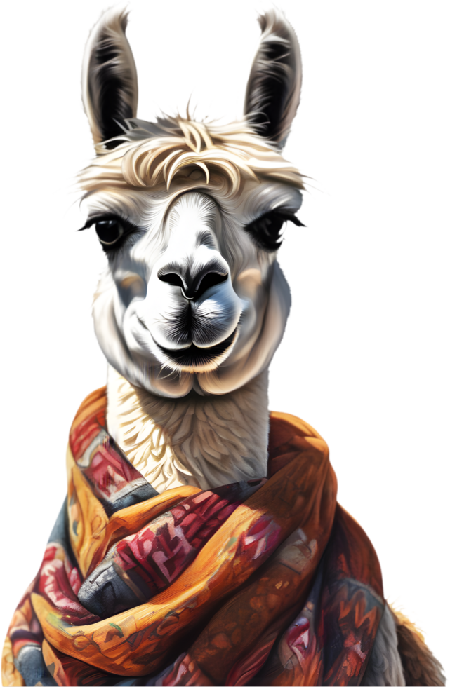 A sassy llama with a scarf . AI-Generated. png