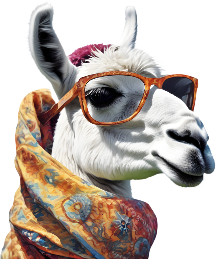 A sassy llama with a scarf . AI-Generated. png