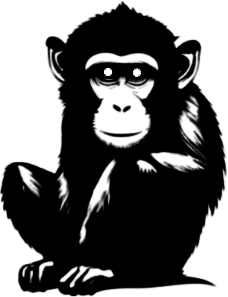 Silhouette drawing of monkey in a minimalist style. AI-Generated. png