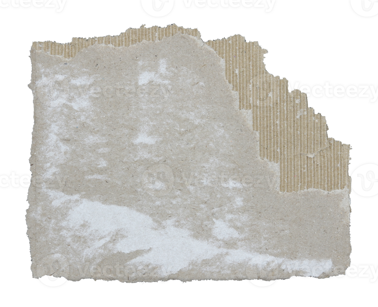 Torn pieces of corrugated paper on transparent background png file