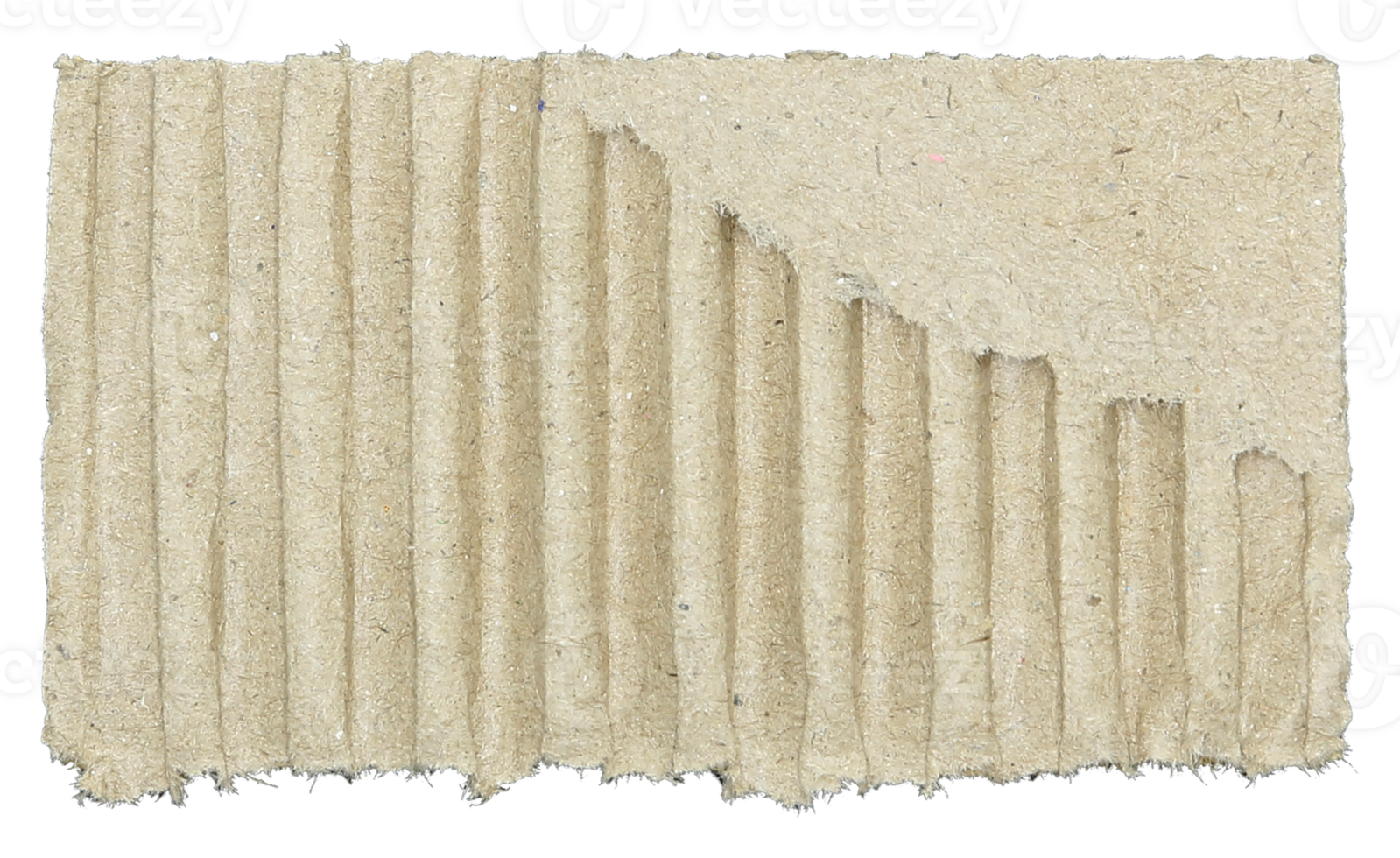 Torn pieces of corrugated paper on transparent background png file