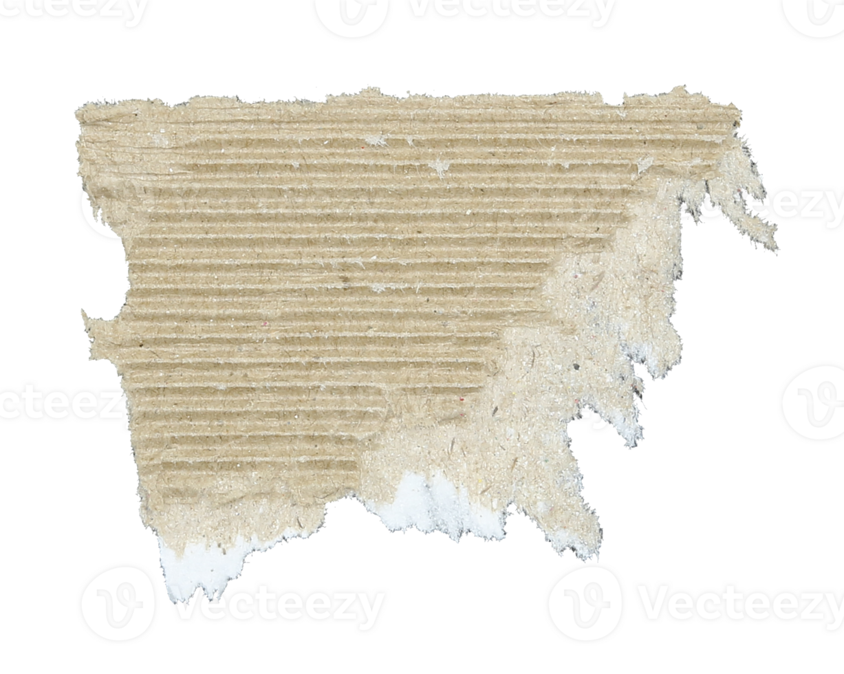Torn pieces of corrugated paper on transparent background png file