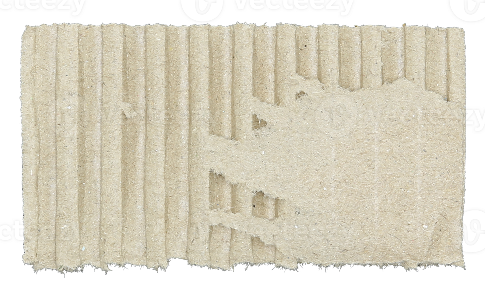 Torn pieces of corrugated paper on transparent background png file