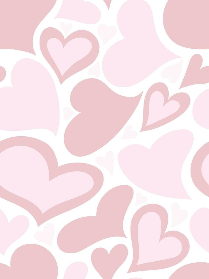 Vector cute pink seamless pattern with hearts. Wrapping paper for valentines day.