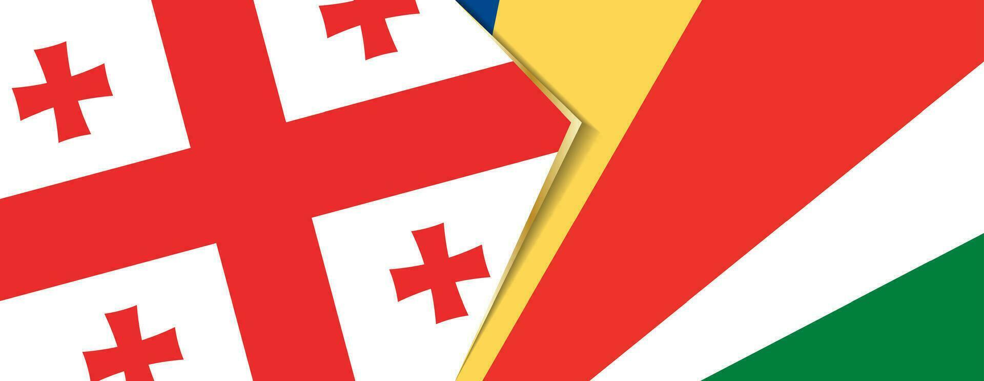 Georgia and Seychelles flags, two vector flags.