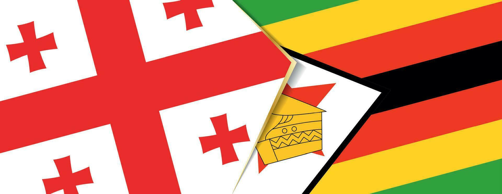 Georgia and Zimbabwe flags, two vector flags.