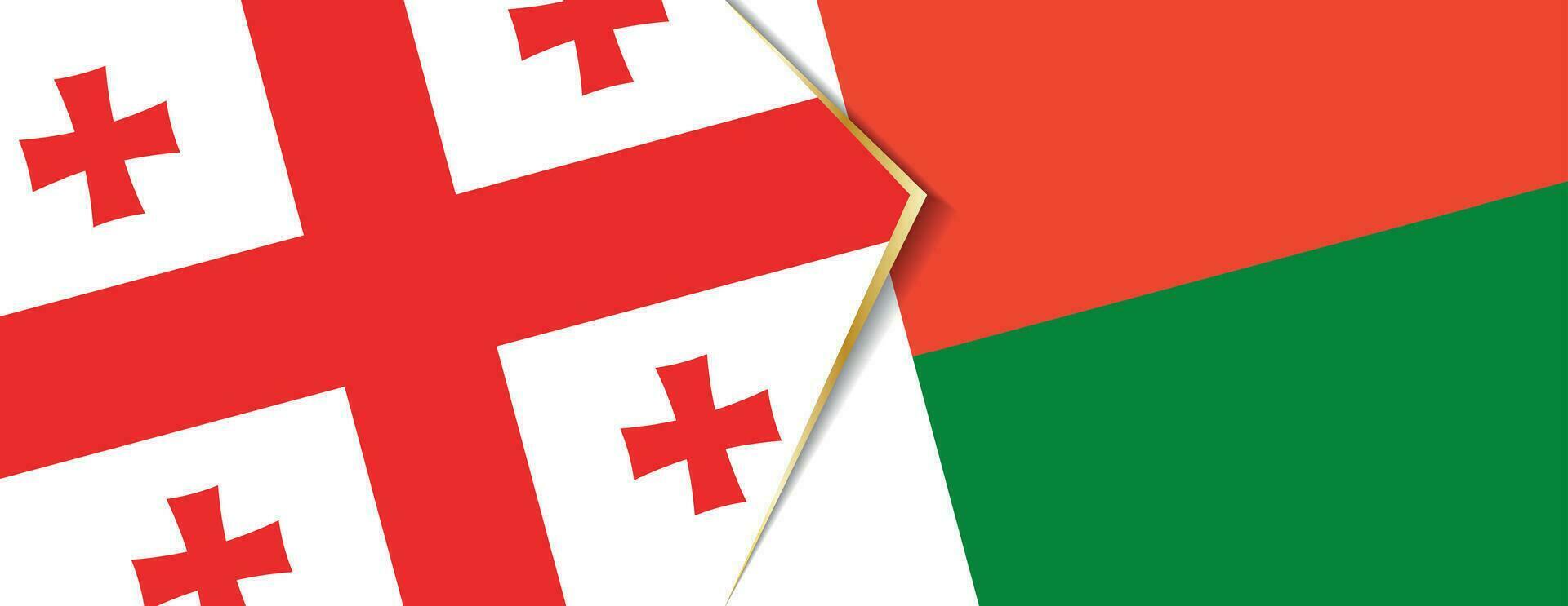 Georgia and Madagascar flags, two vector flags.