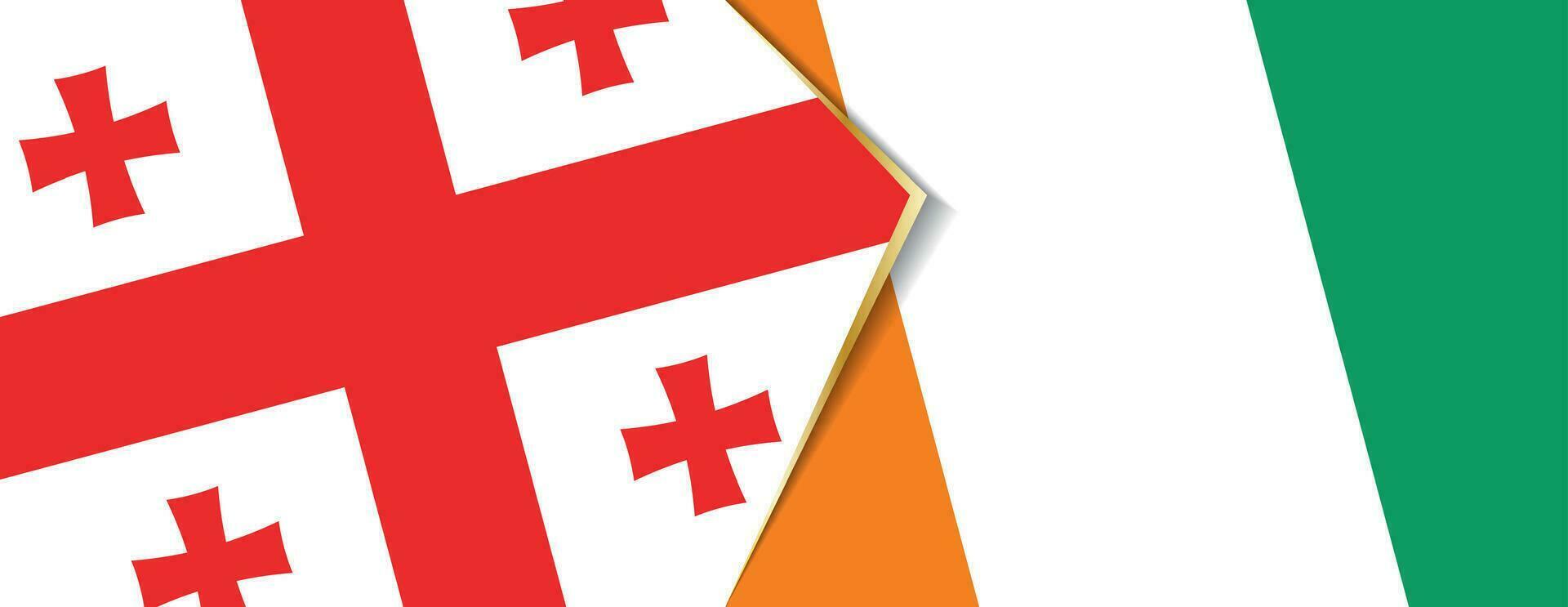 Georgia and Ivory Coast flags, two vector flags.