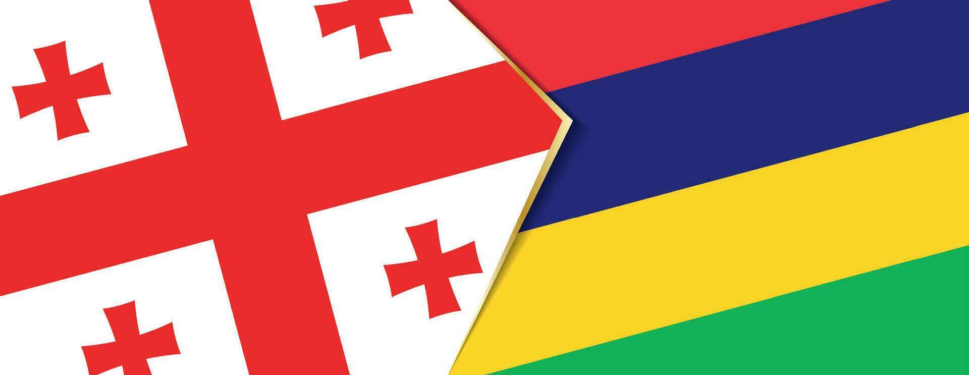 Georgia and Mauritius flags, two vector flags.