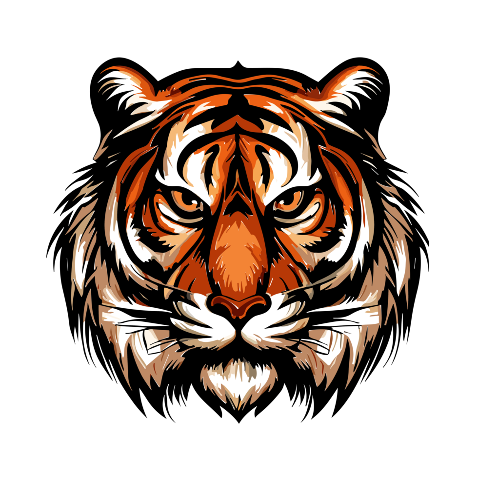 Tiger face,Angry tiger head illustration Wild animal, AI Generative png