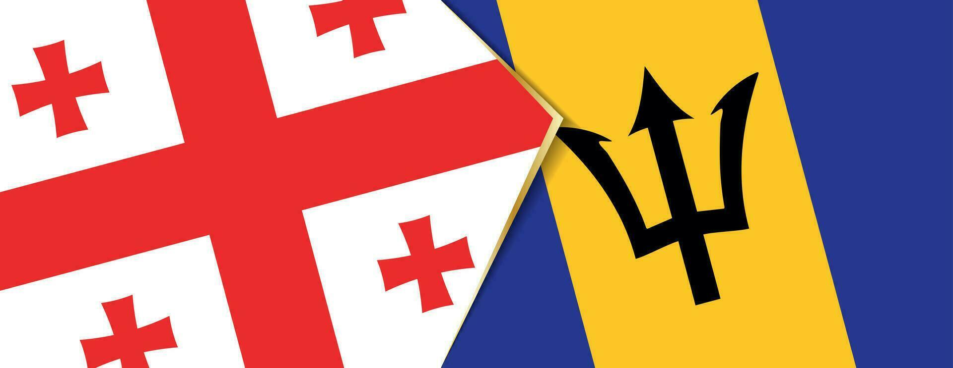 Georgia and Barbados flags, two vector flags.