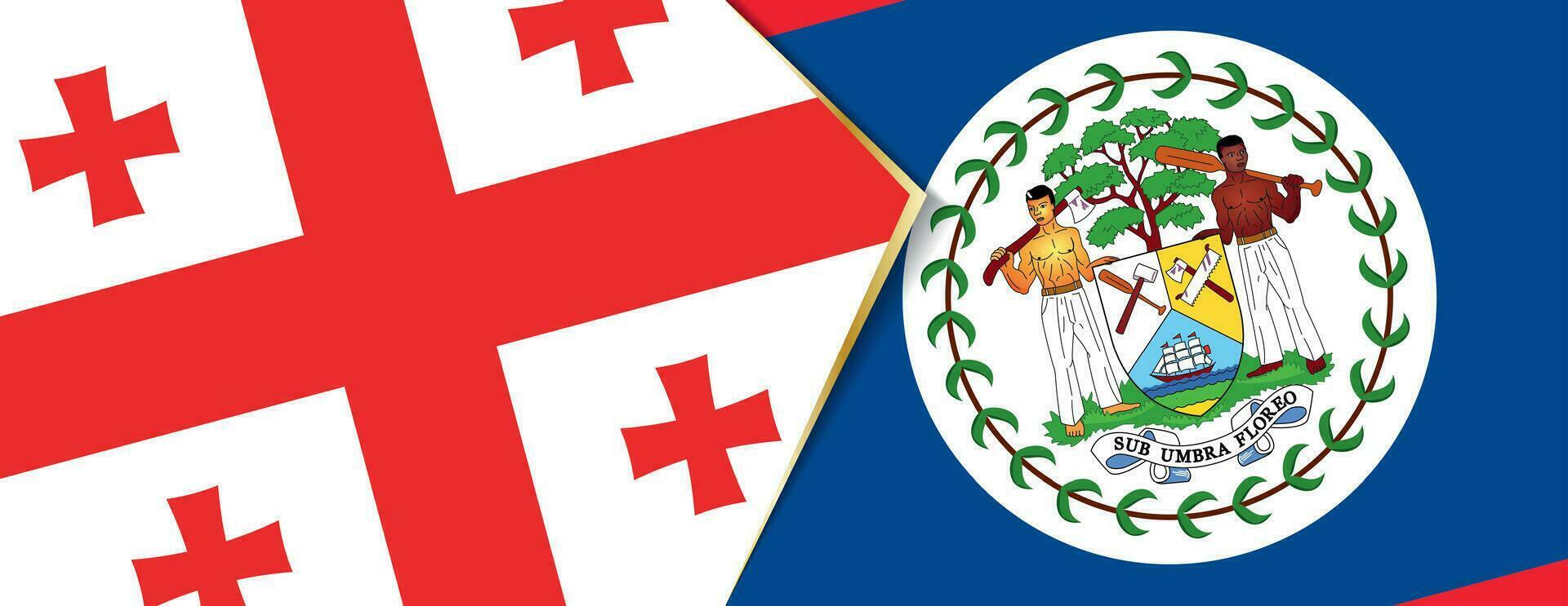 Georgia and Belize flags, two vector flags.