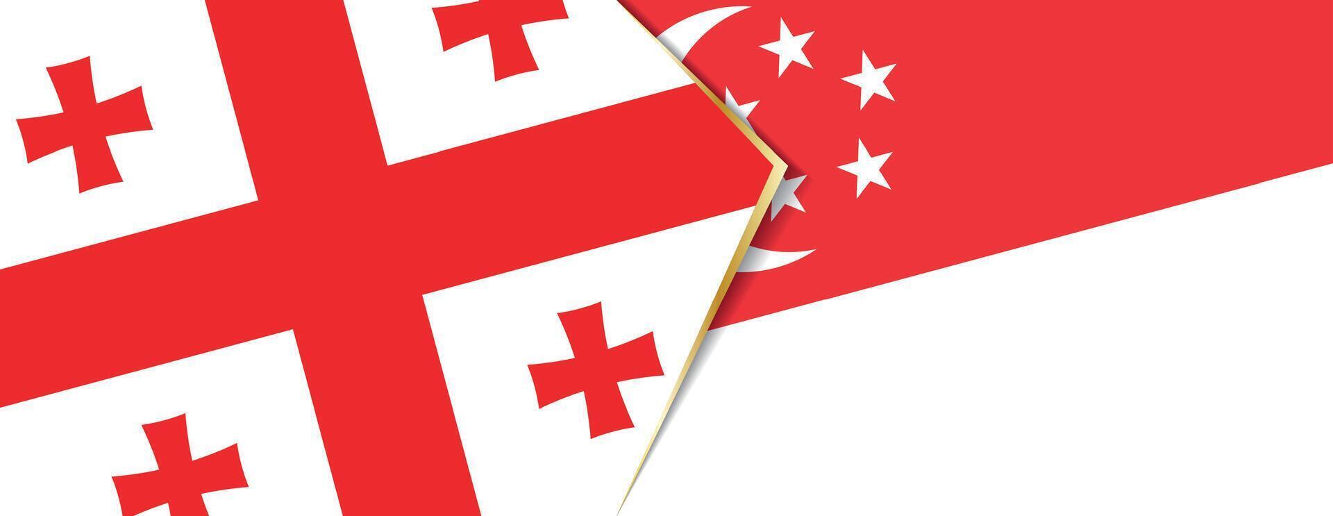 Georgia and Singapore flags, two vector flags.