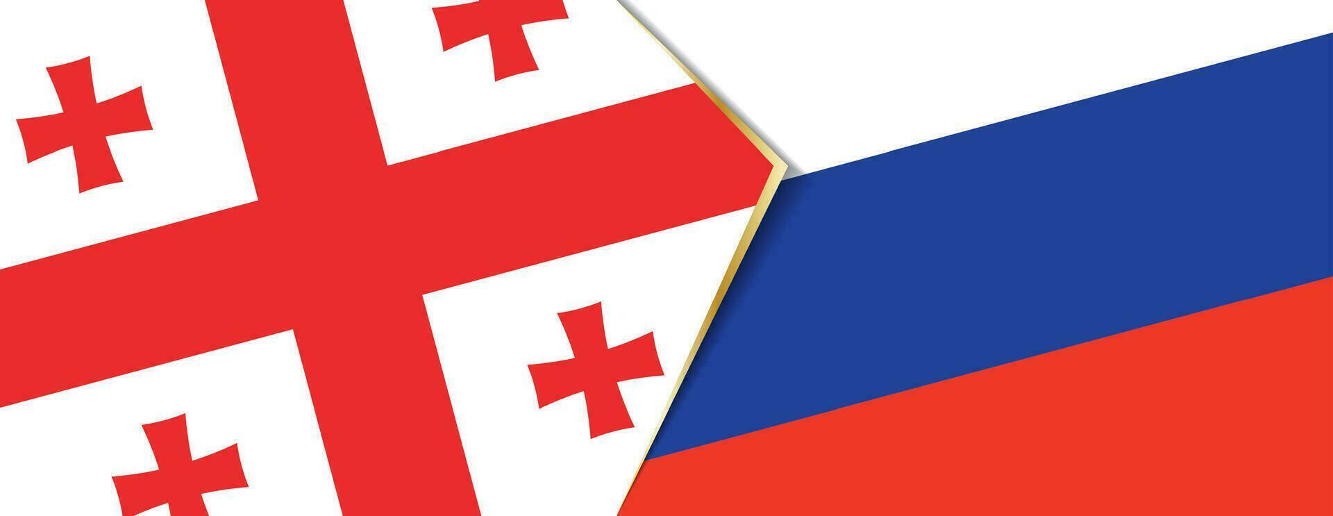 Georgia y Rusia banderas, dos vector banderas