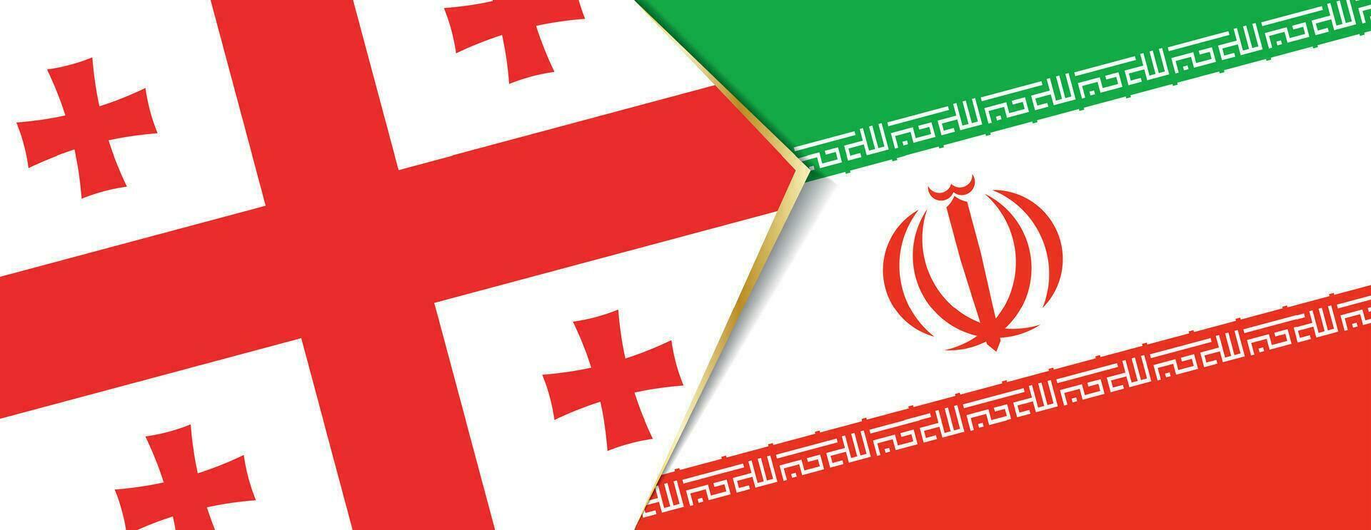 Georgia and Iran flags, two vector flags.
