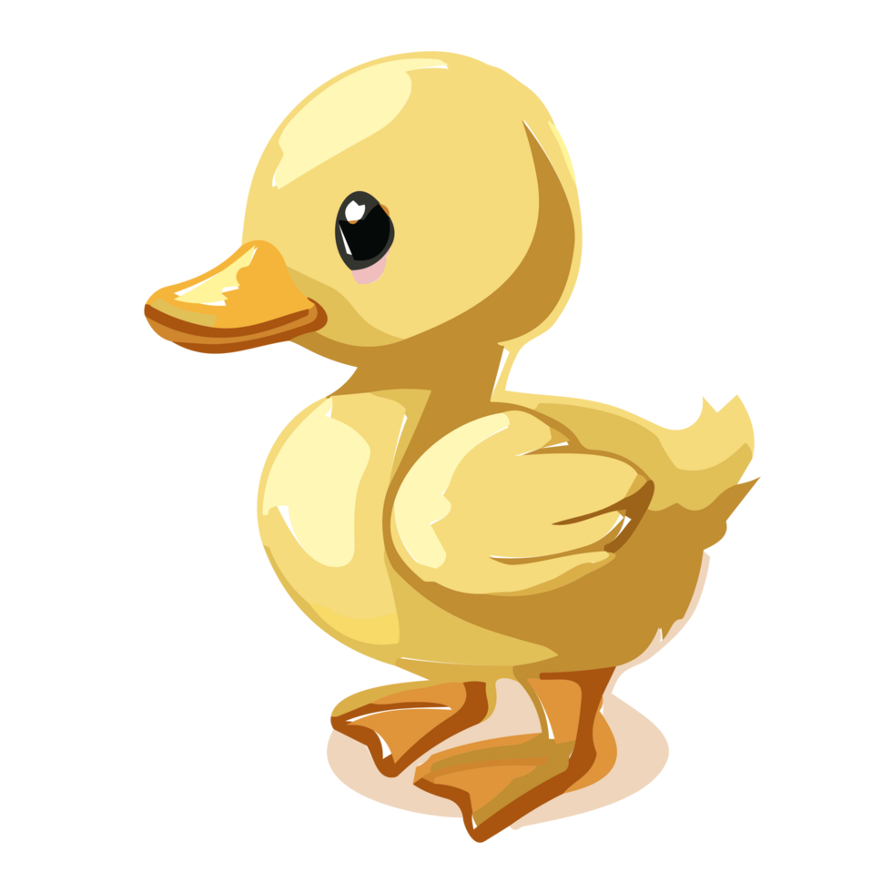 Pato e patinho. fofa bebê Pato caminhando dentro linha. desenho animado ilustração, ai generativo png