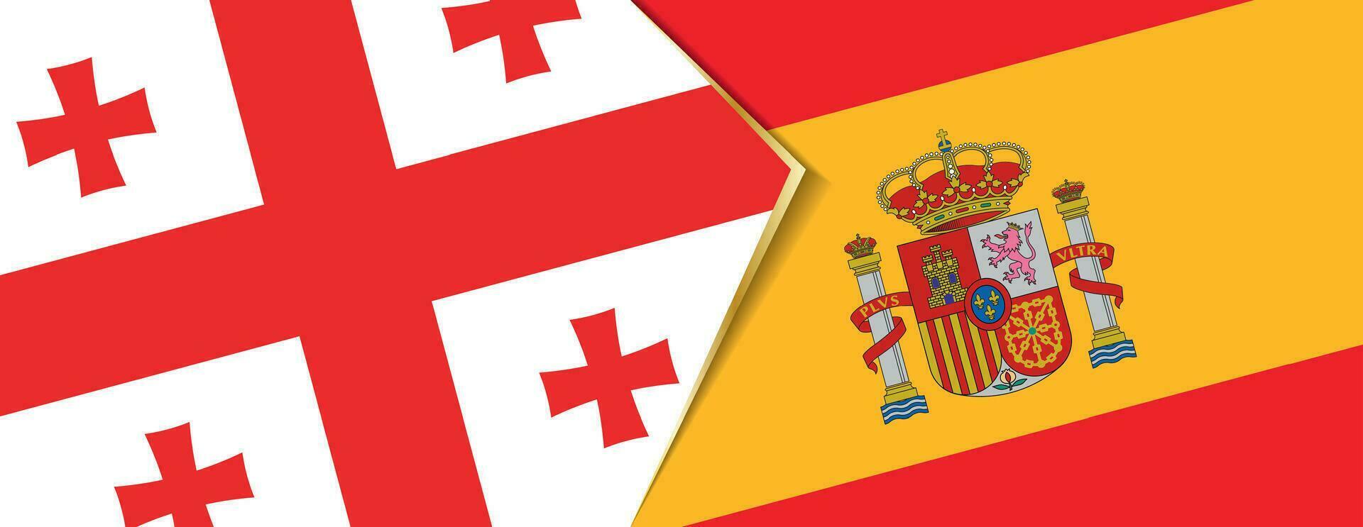 Georgia y España banderas, dos vector banderas