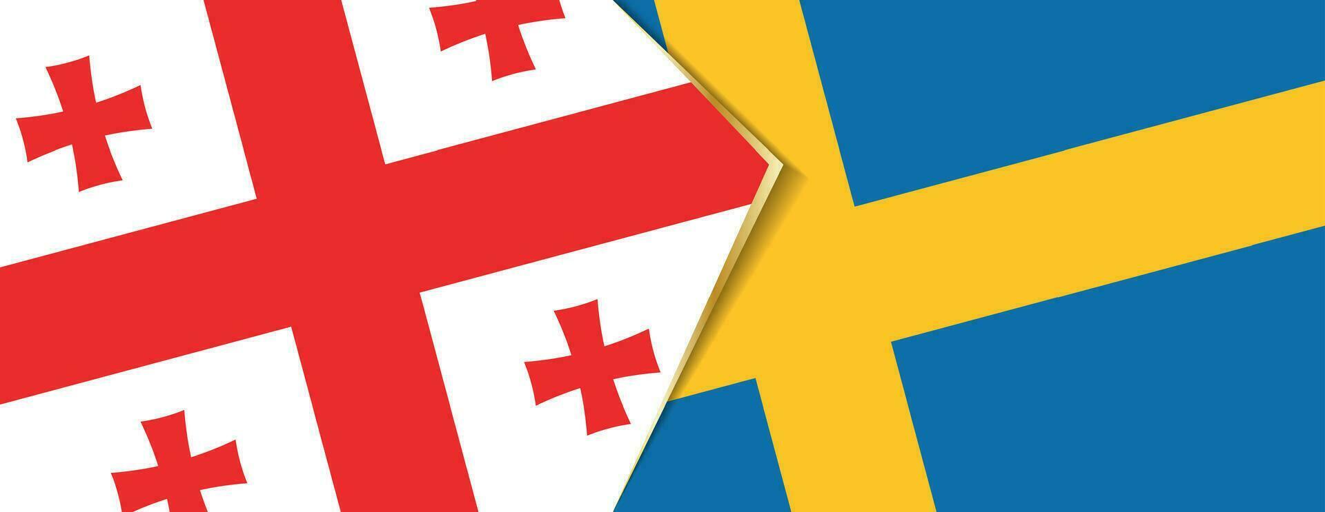 Georgia and Sweden flags, two vector flags.
