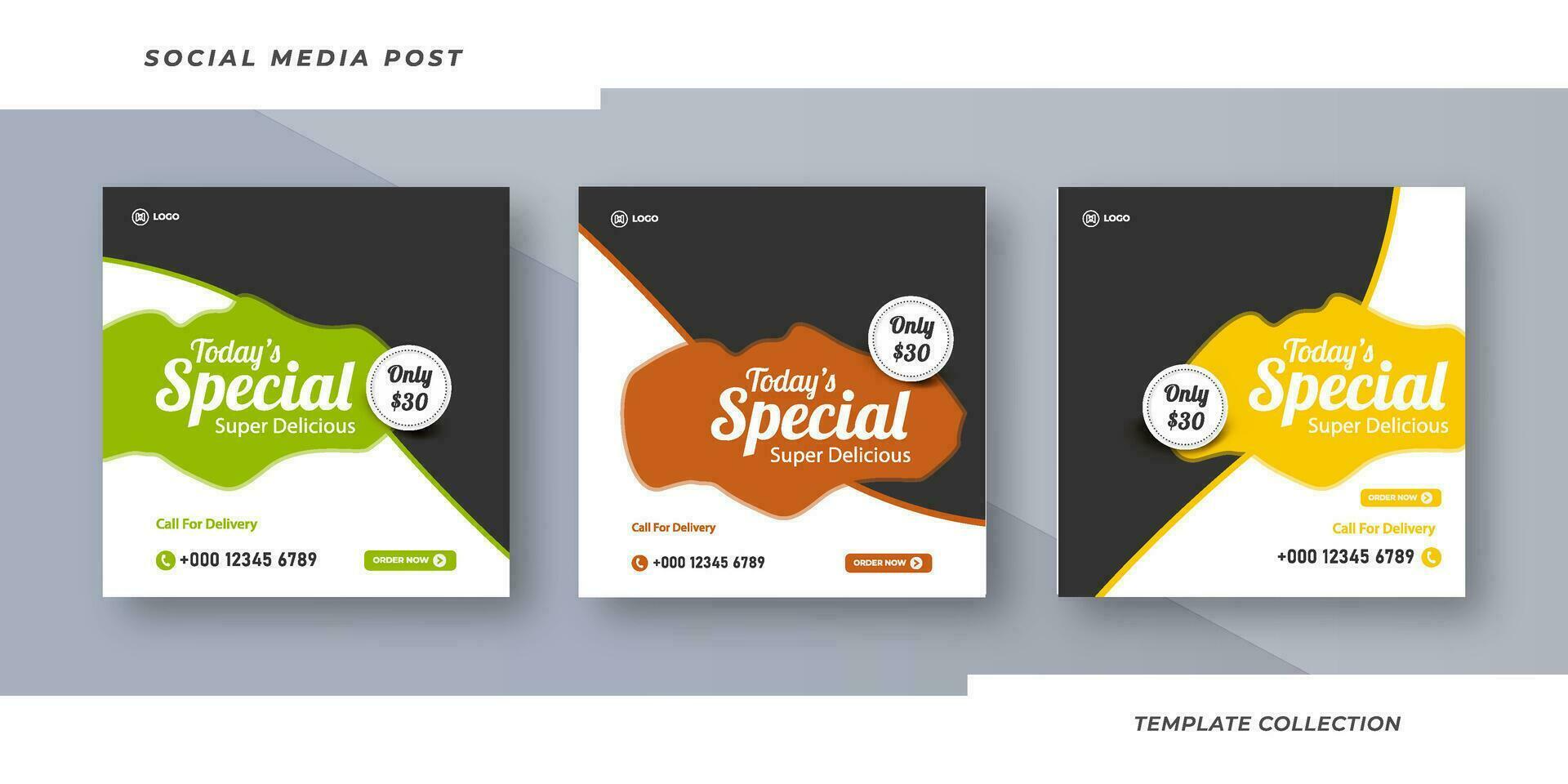 Today's Special Menu Super Delicious  Social Media Post for Online Marketing Promotion Banner, Story Pro Vector