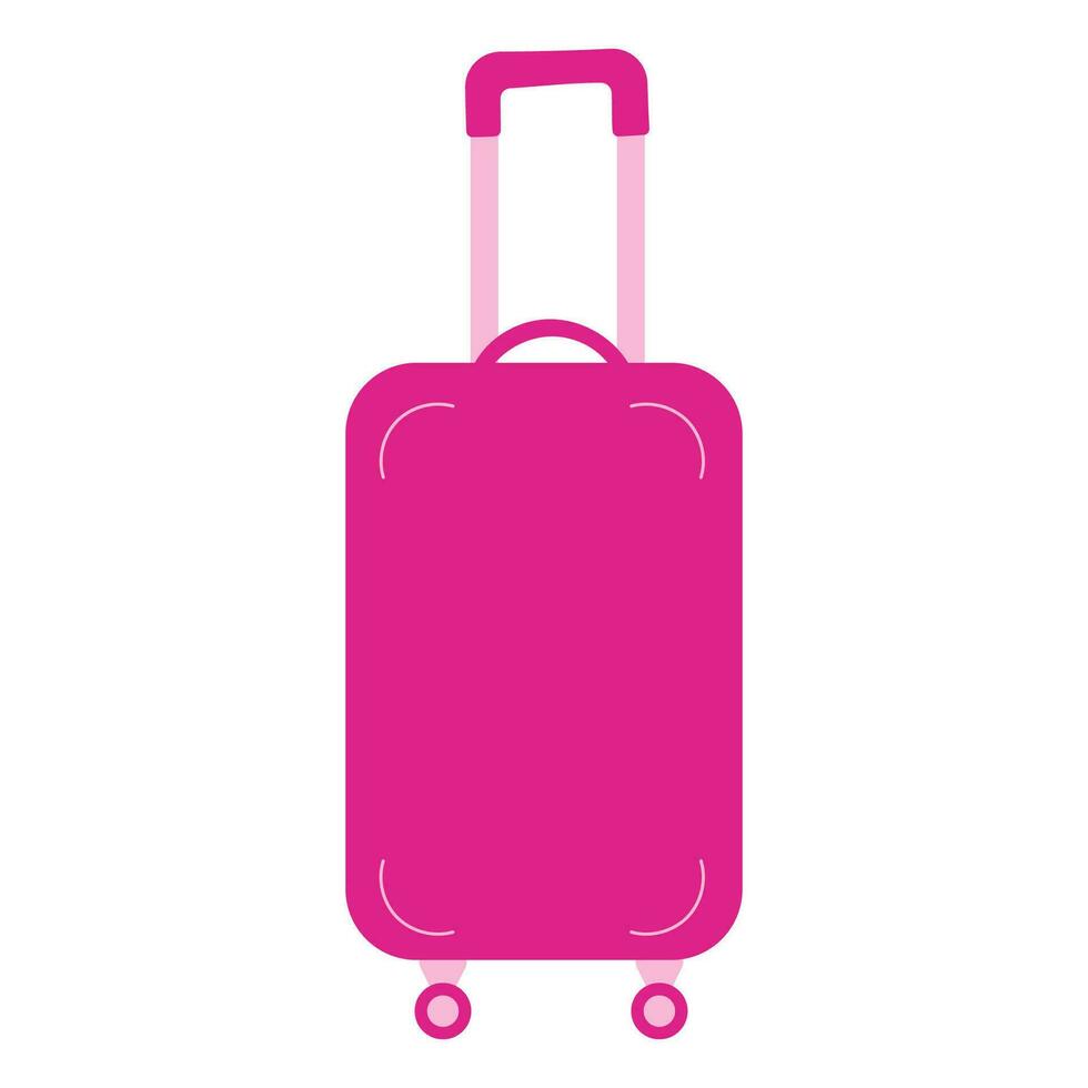 suitcase pink doll travel accessory icon element vector